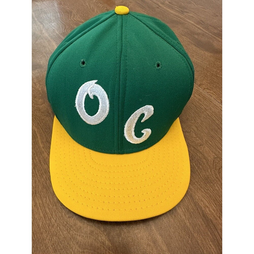 AJD Nylon SnapBack Vintage 70s 80s Adjust OC Hat MADE IN USA Green White Yellow